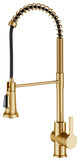 Britt Commercial Style 3-Function Pull-Down 1-Handle 1-Hole Kitchen Faucet, Brushed Brass (Model Kpf-1691bb)