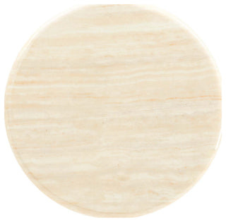 Lippa 20" Round Artificial Travertine Side Table, Black Travertine