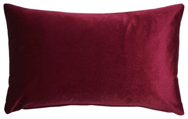 Pillow Decor - Corona Velvet Throw Pillow, Scarlet, 12"x20"