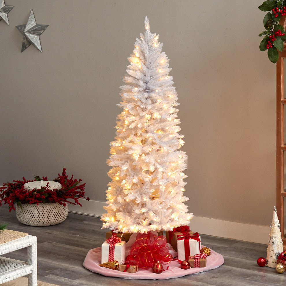 T3360 6 Slim White Artificial Christmas Tree With 250 Warm White LED Lights