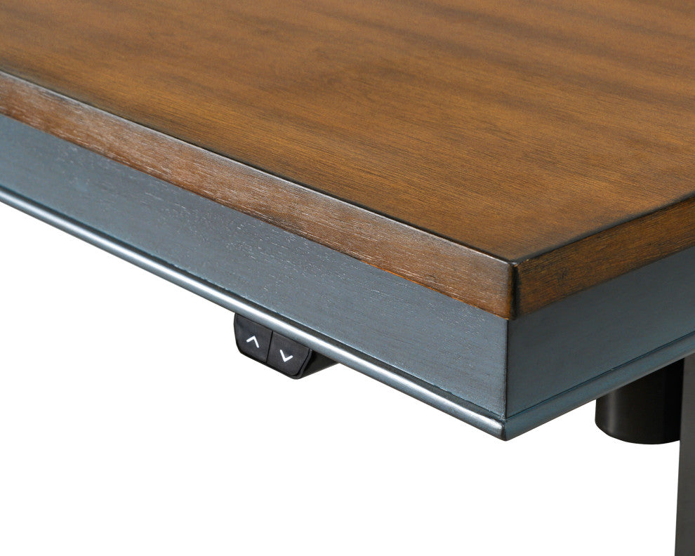 Farmhouse Electric Sit/Stand Desk Height Adjustable Table Blue