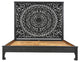 Milano Floral Carved Solid Wood Queen Panel Bed, Black, King