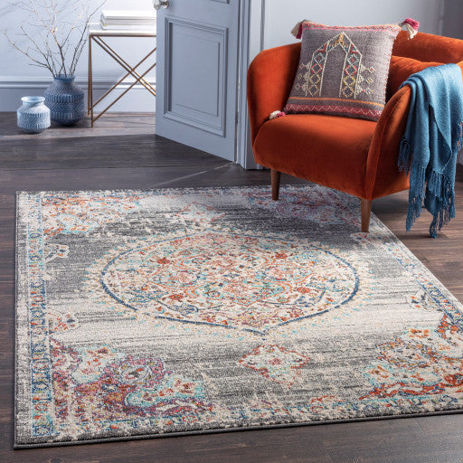 Surya Serapi SRP-2306 5'3"x7'3" Rug, Cream/Rose/Pale Pink/Gray/Gray/Navy/Aqua