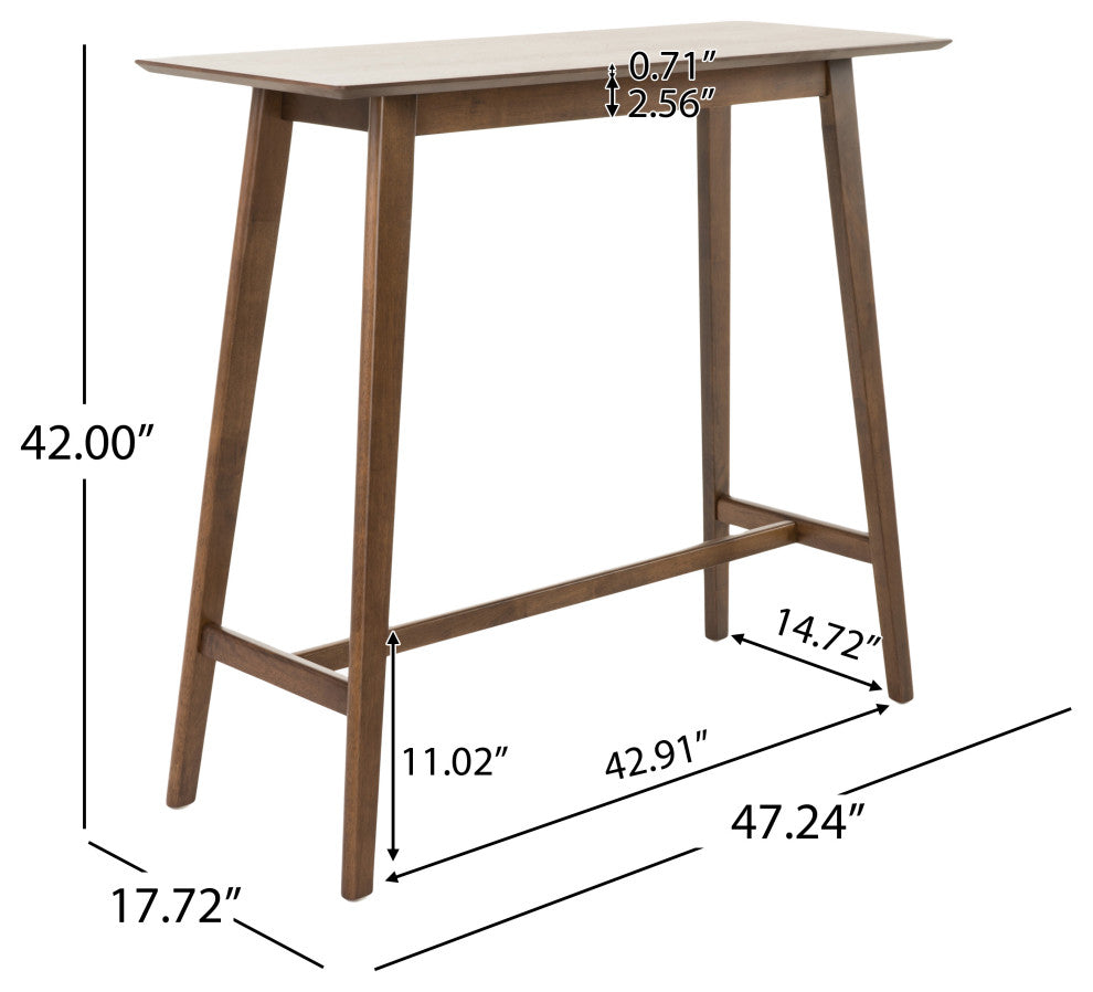 GDF Studio 3-Piece Ethel Natural Walnut Finish Rectangular Bar Set, Dark Gray