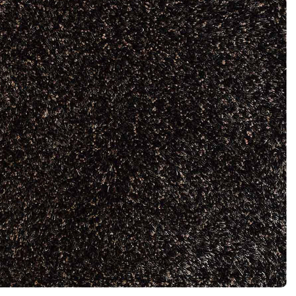 HAND TUFTED SHAG POLYESTER ECO-FRIENDLY AREA RUG,Silver&Black Color,Solid Design
