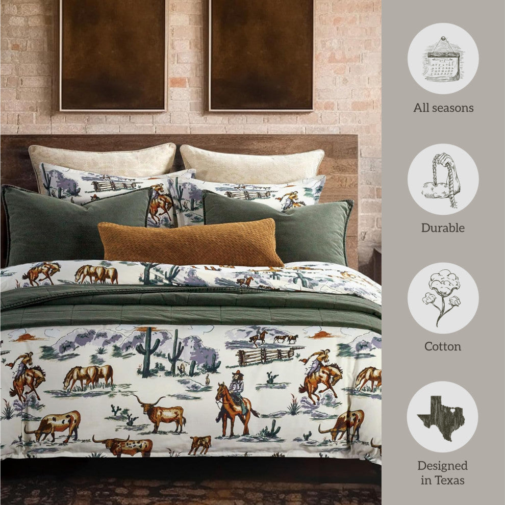 3-Piece Ranch Life Reversible Comforter Set, Duffle Bag, Super Queen