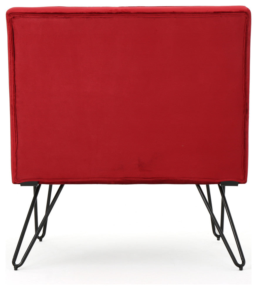 GDF Studio DuSoleil Velvet Modern Armless Chair, Berry