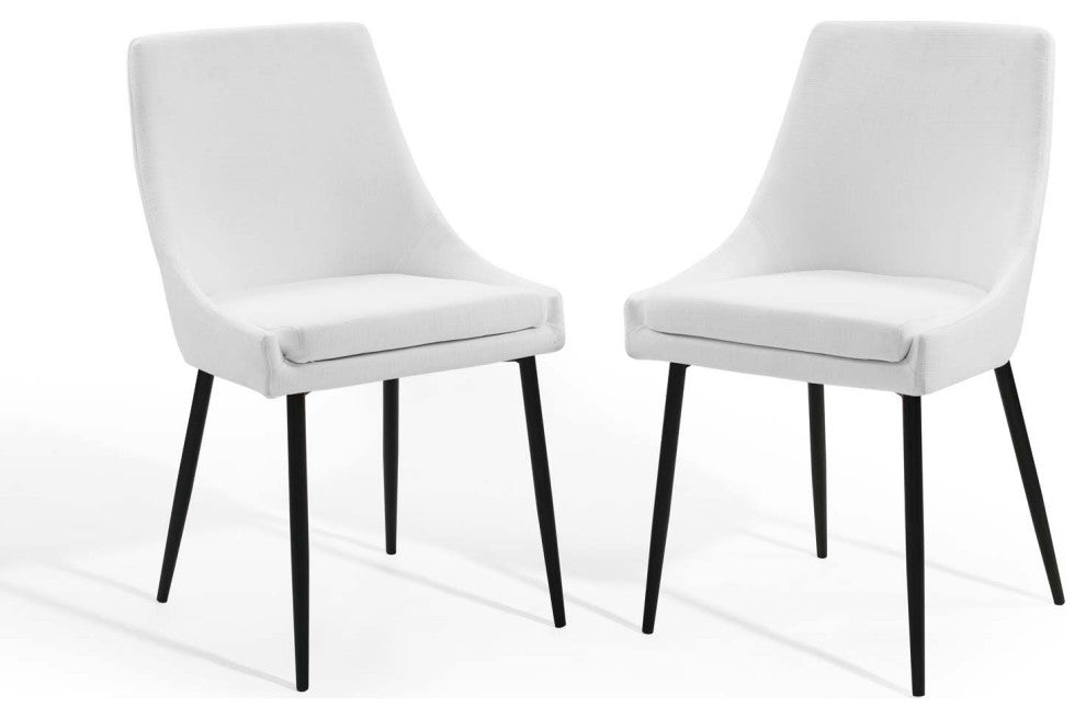 Side Dining Chair, Set of 2, Fabric, Metal, Black White, Cafe Bistro Restaurant