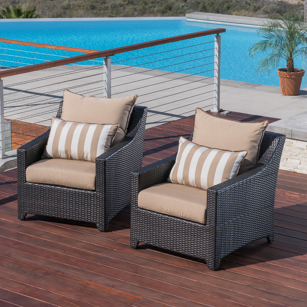 Deco 2 Piece Aluminum Outdoor Patio Club Chairs, Maxim Beige