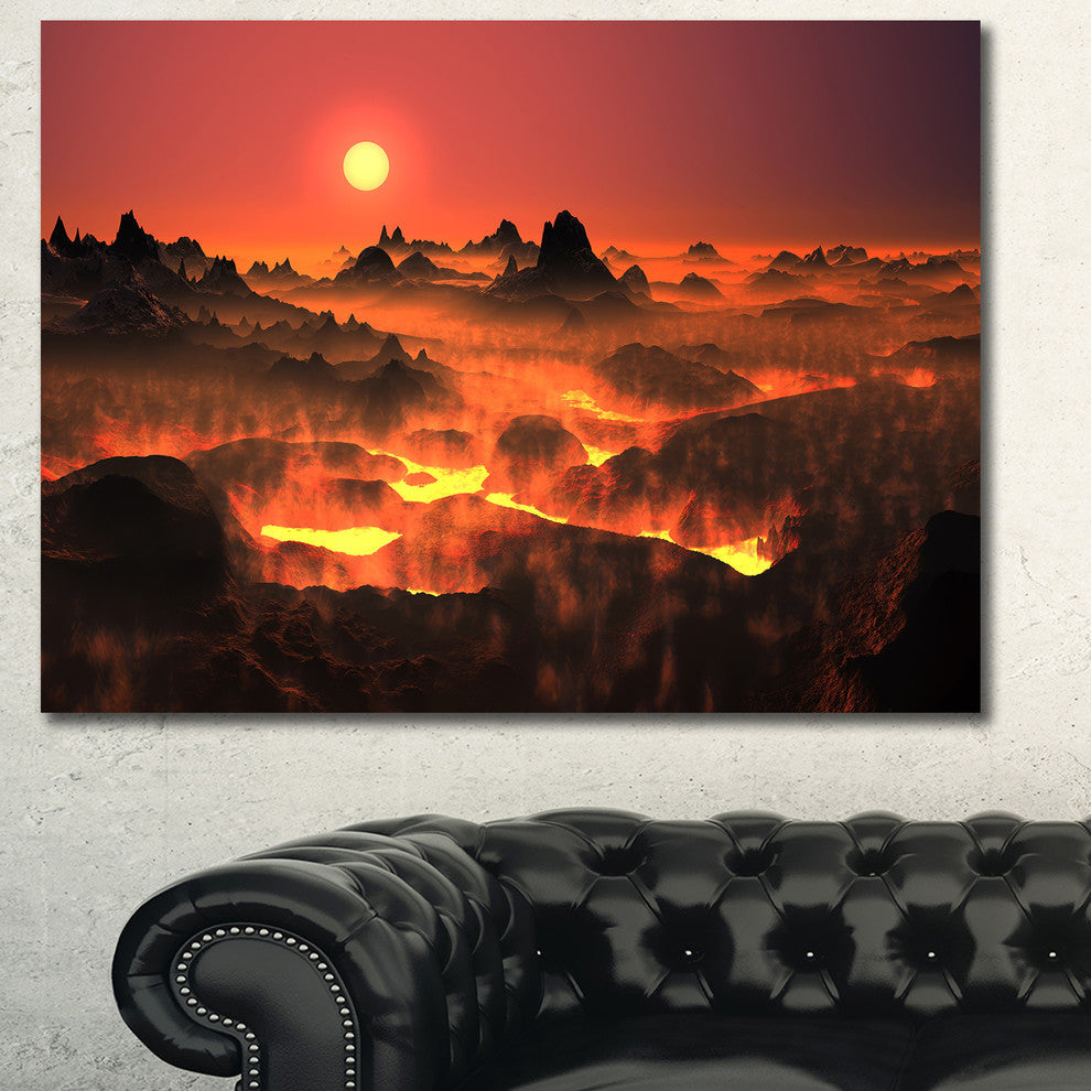 Burning Volcano Country, Landscape Canvas Art Print, 40"x30"