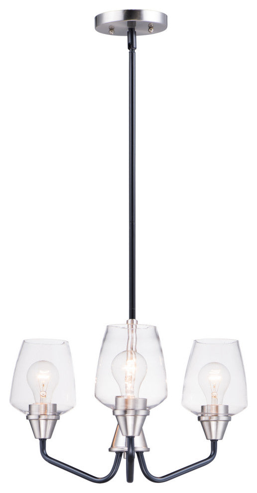 Maxim Goblet Three Light Chandelier 26124CLBKSN