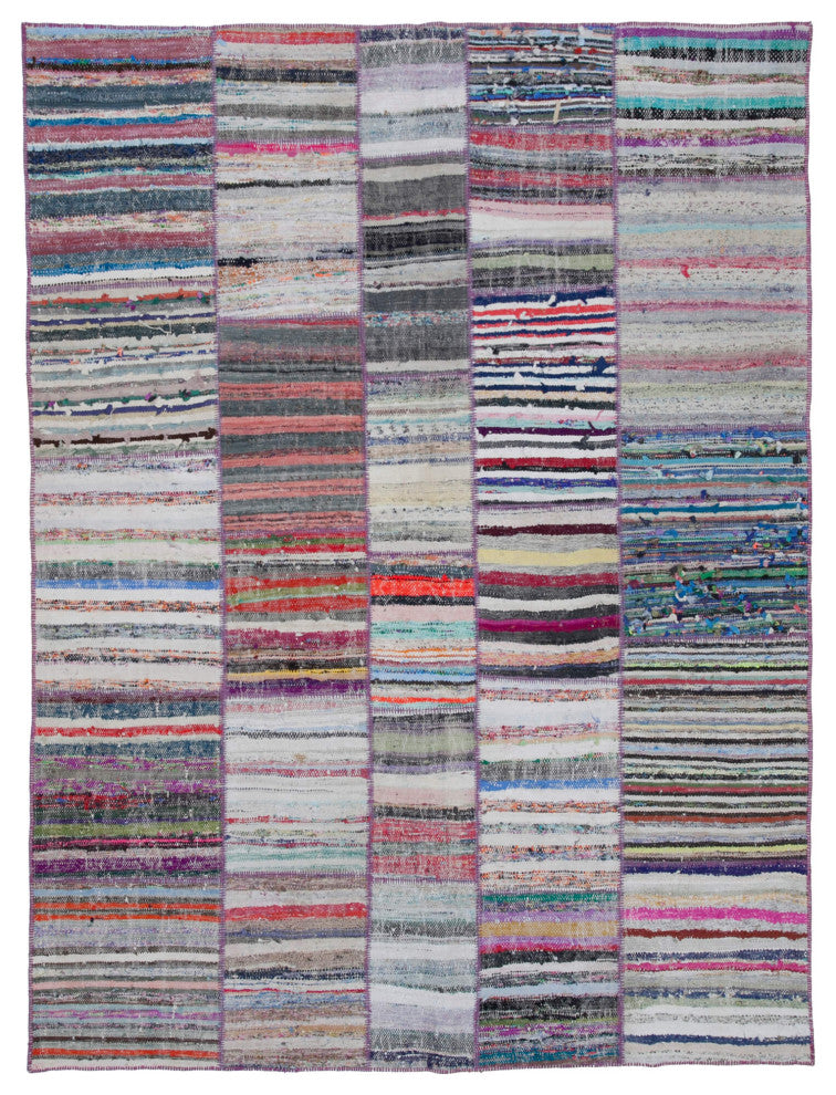 Rug N Carpet - Handmade Turkish 6' 11'' x 9' 2'' Unique Patchwork Kilim Rug