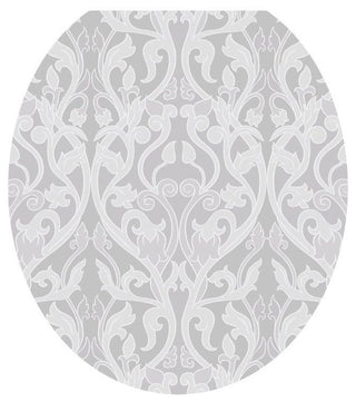 Nouveau Gray Toilet Tattoos Seat Cover, Vinyl Lid Decal, Bathroom Decor, Round