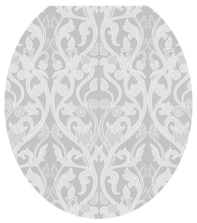 Nouveau Gray Toilet Tattoos Seat Cover, Vinyl Lid Decal, Bathroom Decor, Round