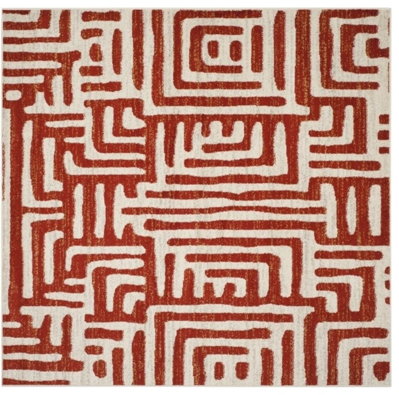 Safavieh Amsterdam Ams106B  Rug, Ivory/Terracotta, 6'7"x6'7" Square