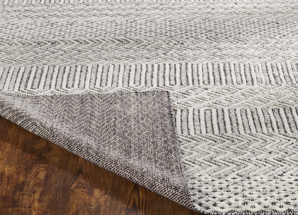 Ivory Contemporary Geometric Transitional High-Low Area Rug