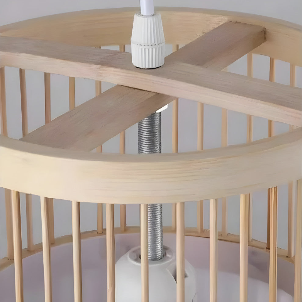 Ypres | Creative Drum Japanese Chandelier made of Bamboo and Silk for Bedroom, A