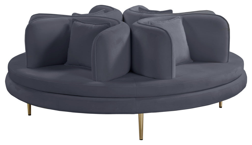 Circlet Velvet Upholstered Roundabout Sofa, Gray