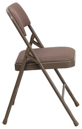 2 Pack HERCULES Curved Triple Braced & Double Hinged Folding Chairs, Beige Fabric/Beige Frame