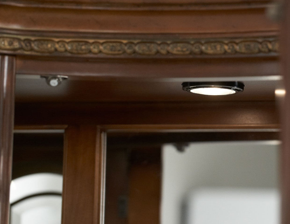 Villa Valencia Wood China Cabinet with Lighting, Classic Chestnut