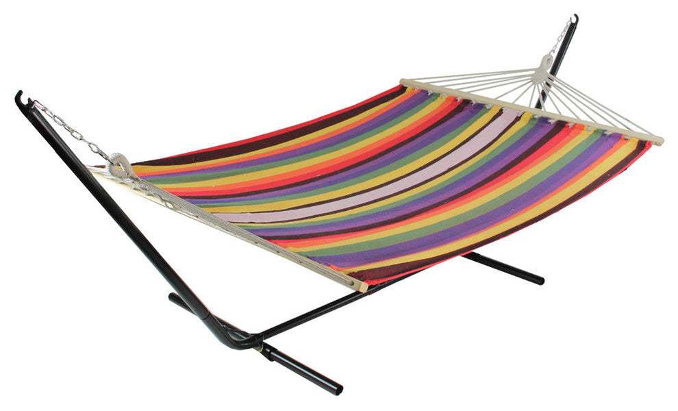Striped Woven Cotton Double Tree Hammock Multi-Color