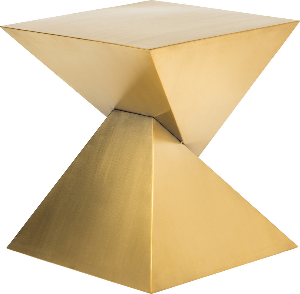 Giza Side Table, Brushed Gold Stainless Steel End Table, Modern Accent Table