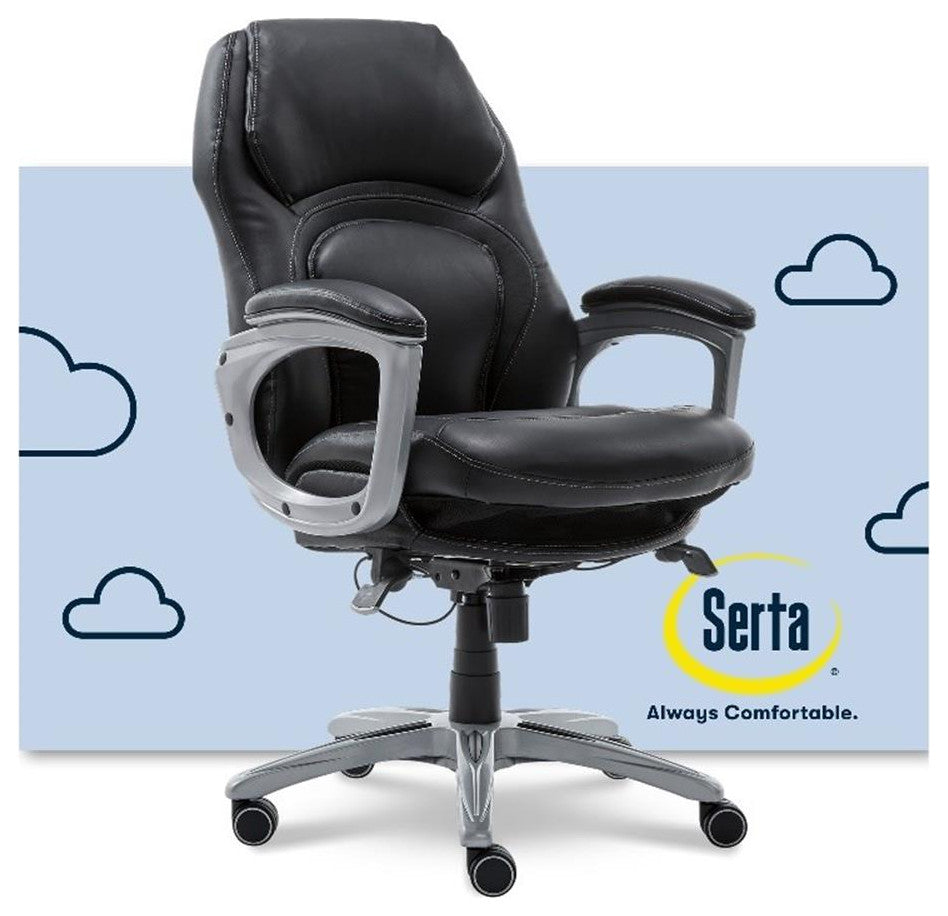 Serta Delvin Wellness by Design Executive Office Chair Bonded Leather Black