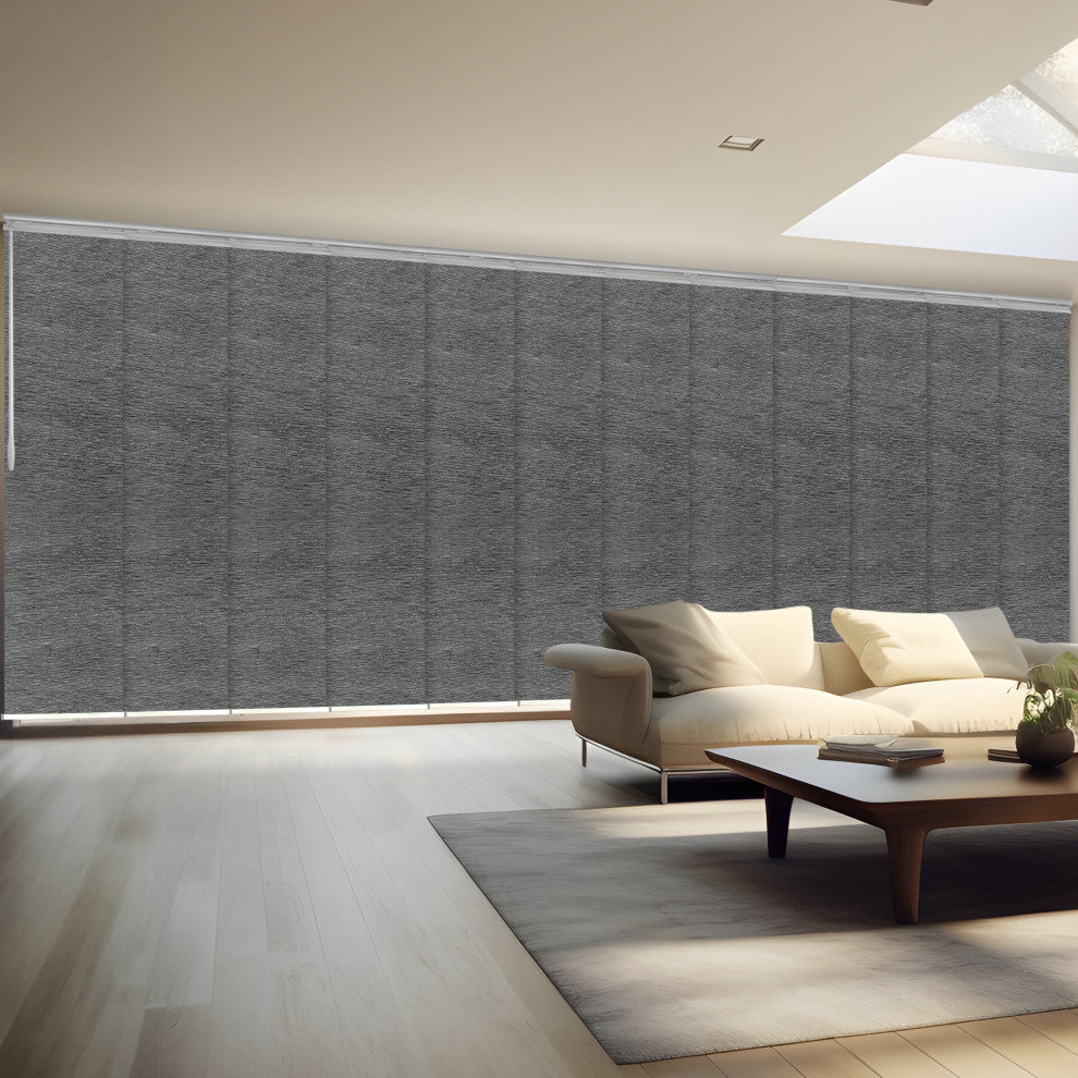 Ember Lead 12-Panel Track Extendable Vertical Blinds 140-260"W