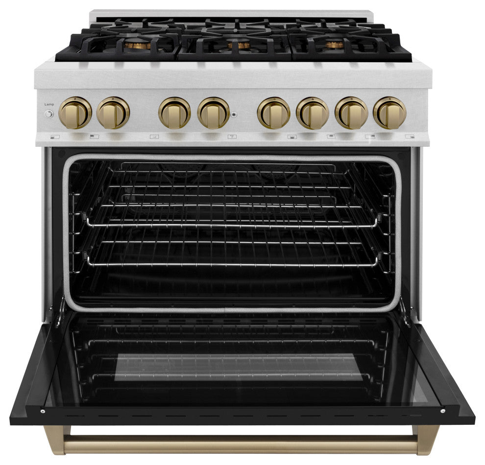 ZLINE Dual Fuel Range, Fingerprint Resistant DuraSnow, RASZ-BLM-36-CB