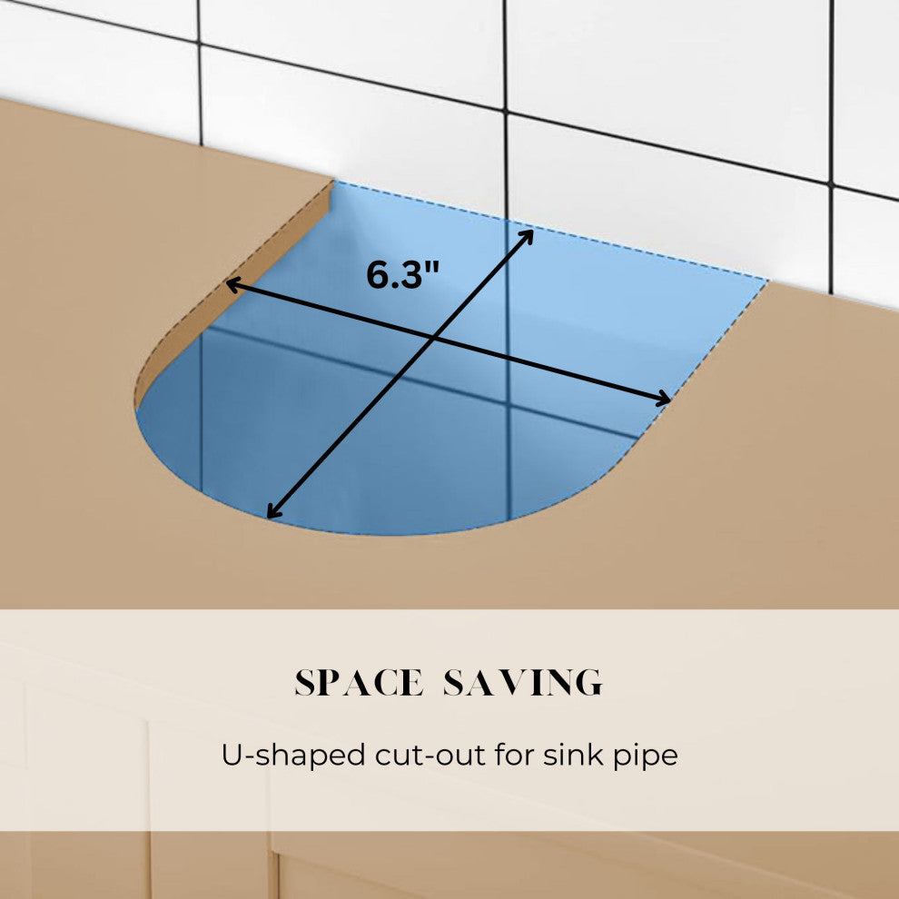Under-Sink Cabinet, Bathroom Vanity for Small Spaces, U-Shaped Cut-Out, Mahe