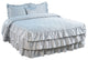 Matte Satin Ruffle 4 Piece Bed Spread Set, Light Blue, Queen