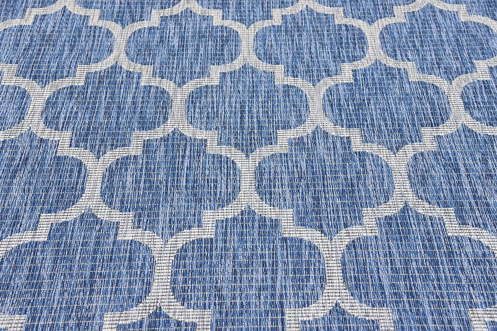 Unique Loom Blue Trellis Outdoor 6' 0 x 9' 0 Area Rug