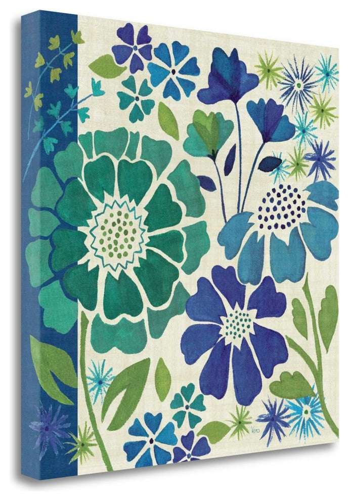 "Blue Garden I" By Veronique Charron, Giclee Print on Gallery Wrap Canvas