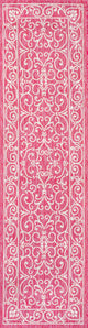 Charleston Filigree Textured Weave Indoor/Outdoor, Fuchsia/Light Gray, 2 X 10