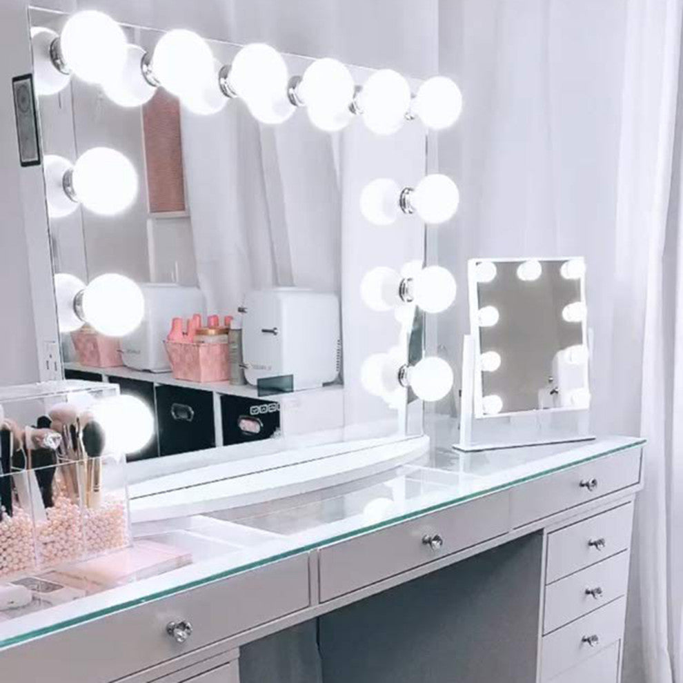 Hollywood Premiere Plus Vanity Mirror, White, Bluetooth