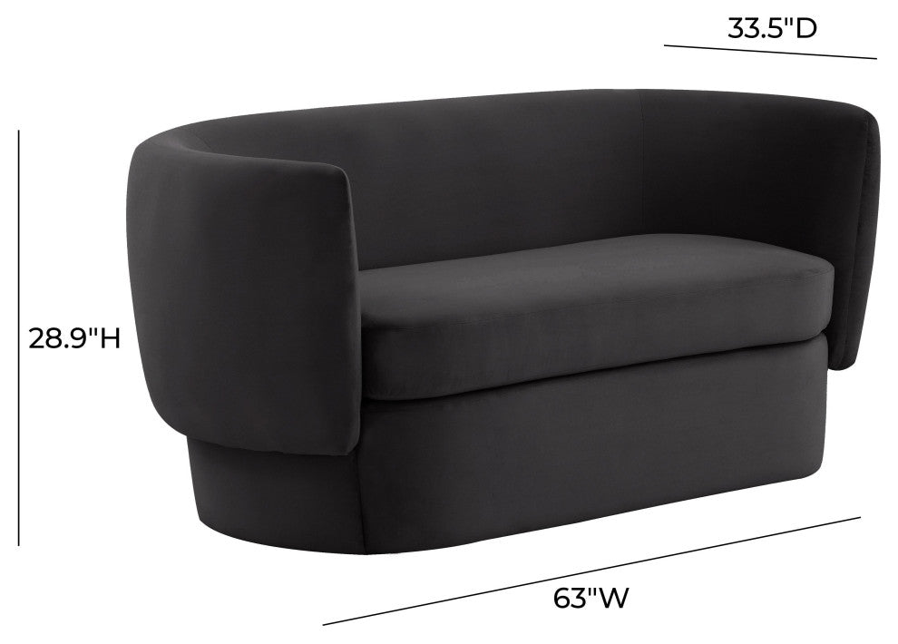 TOV Furniture Isabella Black Velvet Loveseat