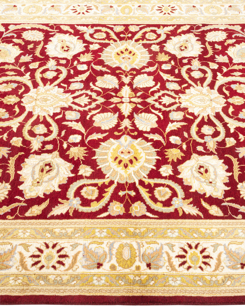 Theinni Square One-of-a-Kind Hand-Knotted Area Rug Red, 4'2"x6'4"