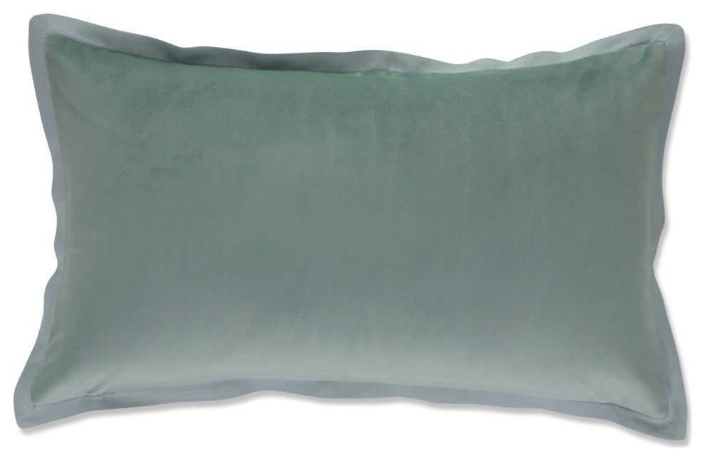 Velvet Flange Ice Blue Rectangular Throw Pillow