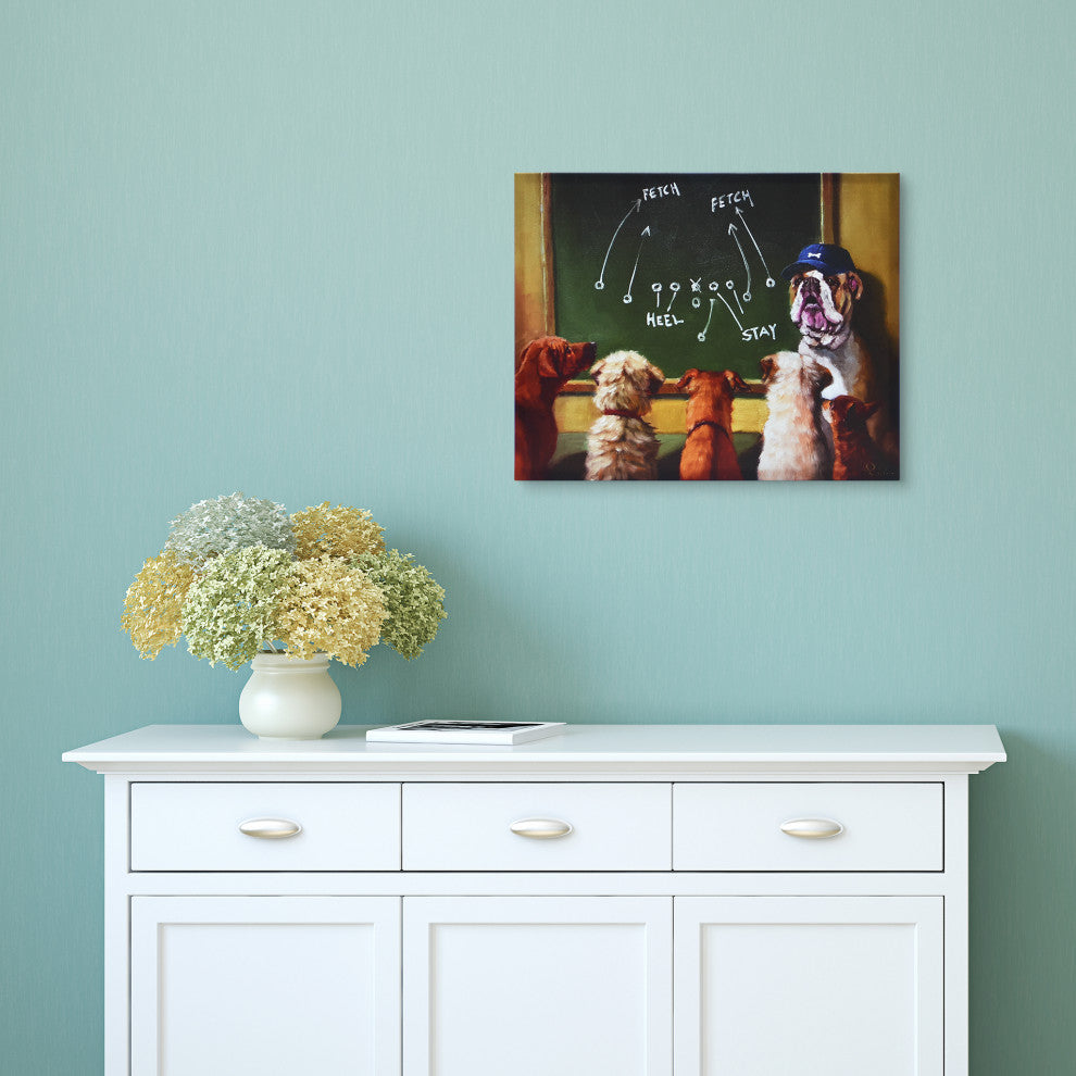 "Game Plan" Dog Wall Art, Graphic Art Print on Wrapped Canvas