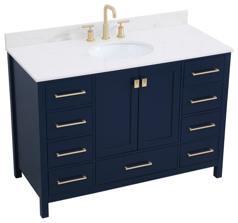 Iris 48" Single Bathroom Vanity, Blue With Backsplash