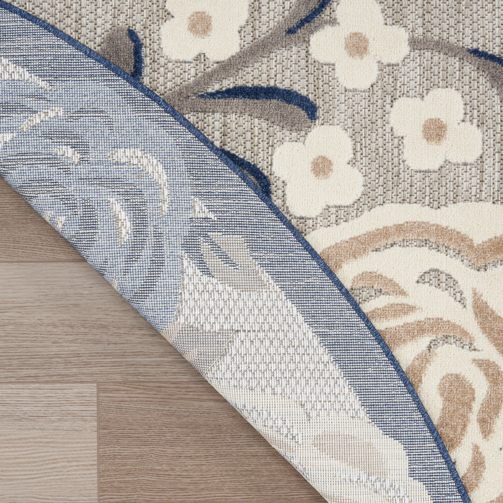 Nourison Aloha 7'10" Round Blue Grey Contemporary Area Rug