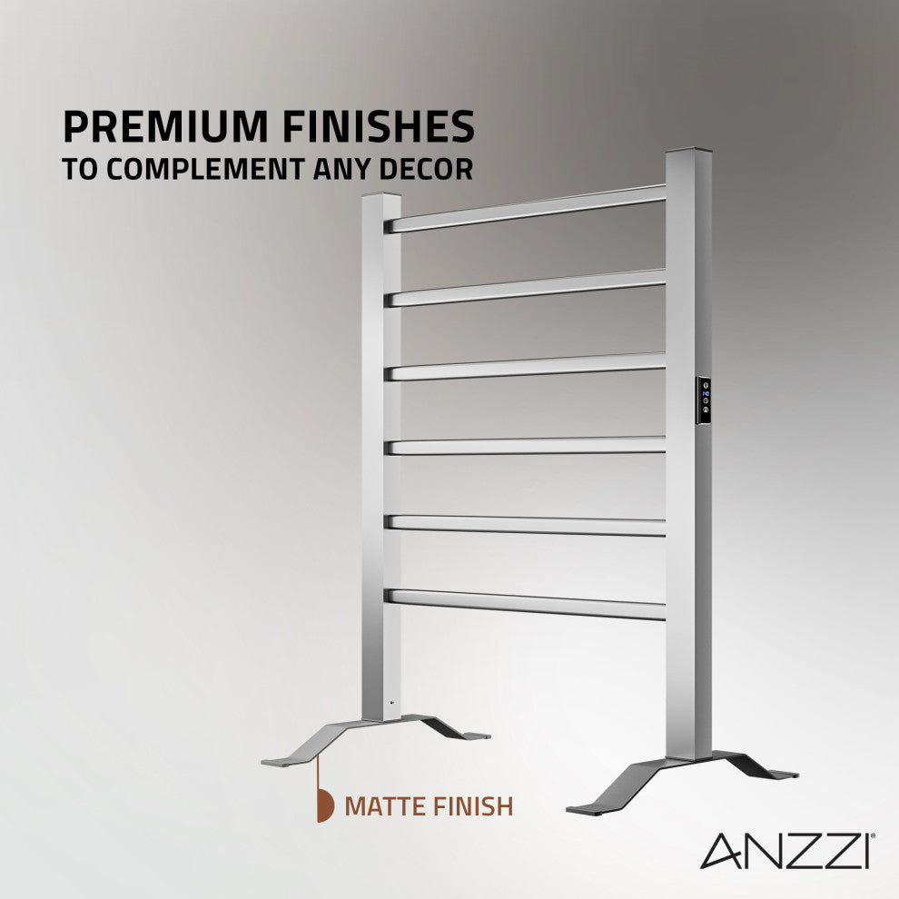 ANZZI Naples 6-Bar Aluminum Wall Mounted/Free Standing Electric Towel Warmer