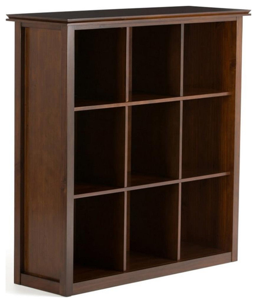 Artisan Solid Wood 45" X 43" 9 Cube Bookcase And Storage Unit In Russet Brown