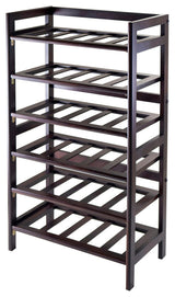 Winsome Silvi 6-Tier Transitional Solid Wood Wine Rack in Antique Walnut