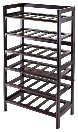 Winsome Silvi 6-Tier Transitional Solid Wood Wine Rack in Antique Walnut