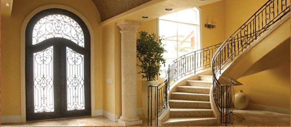 High-End Exterior Front Entry Iron Double Doors, 120"x72"