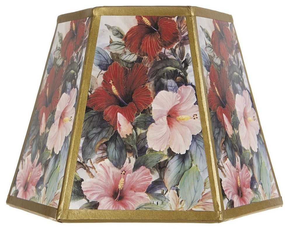 Floral Printed Panel 8" Hex Clip-on Lampshade