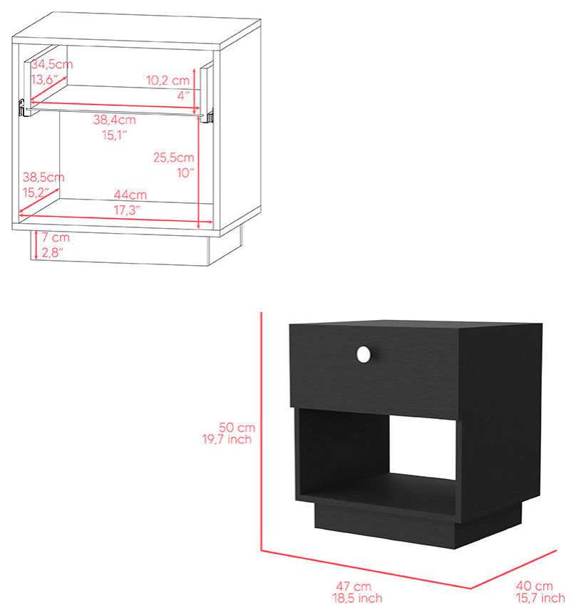 Nightstand Viliigili , Bedroom, Black