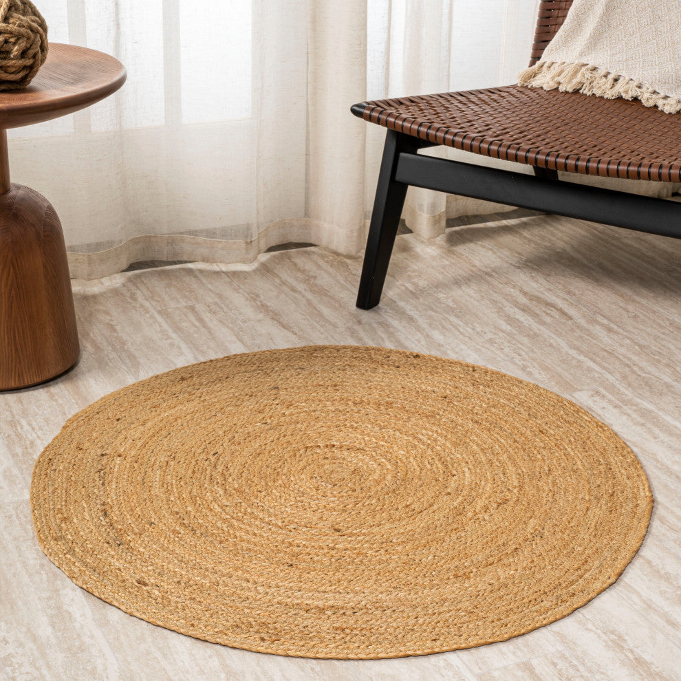 Soleil Round Natural Jute Braided Circle Natural 6' Round Area Rug