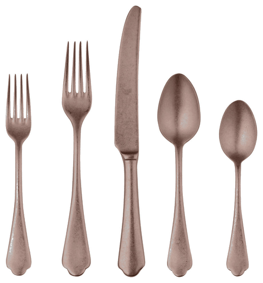 Dolce Vita Flatware Set, Pewter Bronze, 5 Pcs.